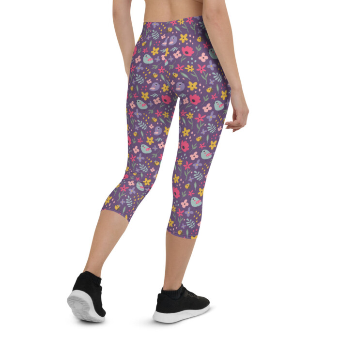 Birds and the Bees Purple Capri Leggings (delicate range)