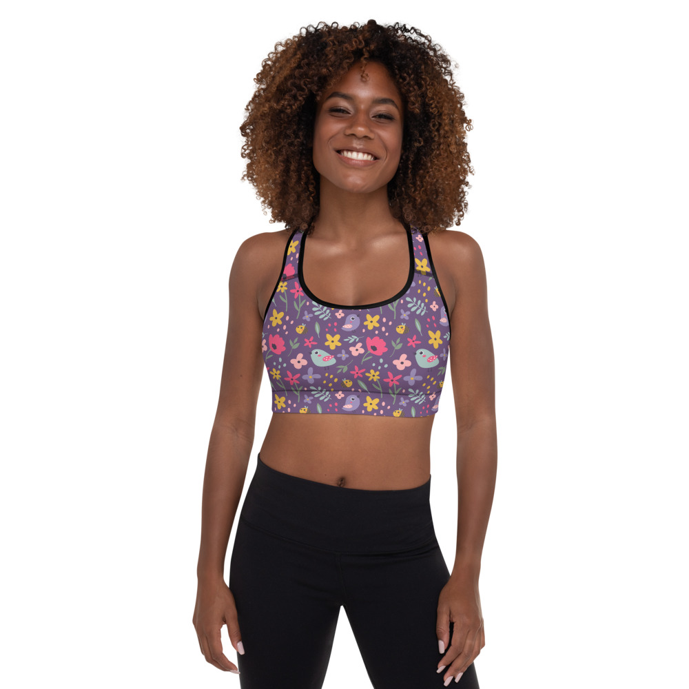 Birds and the Bees Purple Padded Sports Bra (delicate range) - Hot