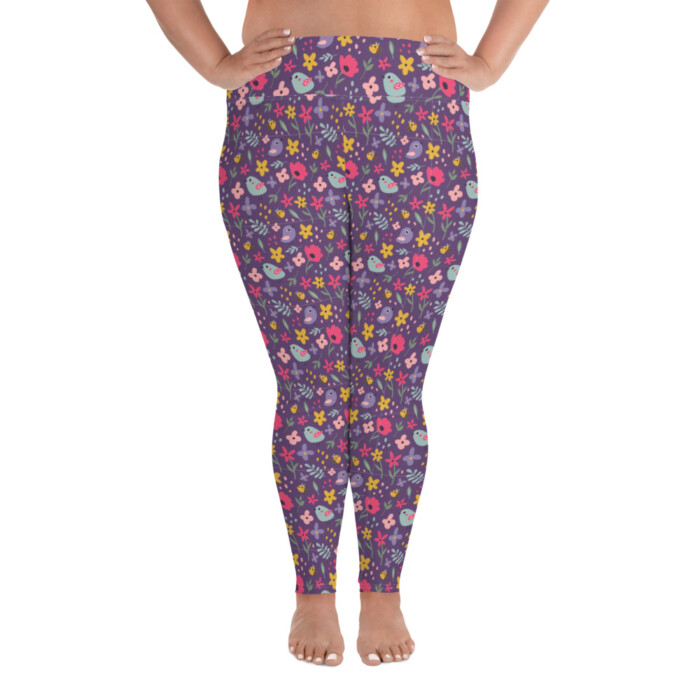 Birds and the Bees Plus Size Purple Leggings (delicate range) - Image 4