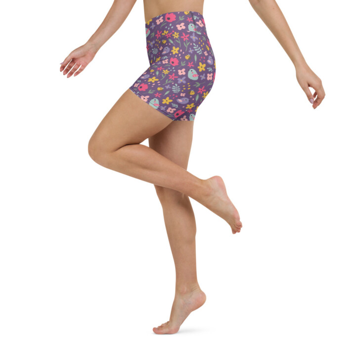 Birds and the Bees Yoga Purple Shorts (delicate range)