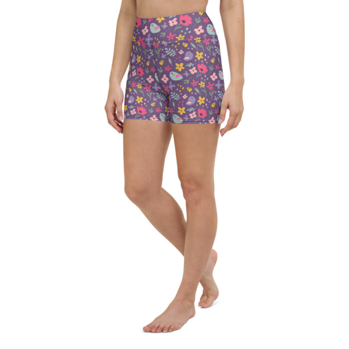 Birds and the Bees Yoga Purple Shorts (delicate range) - Image 2