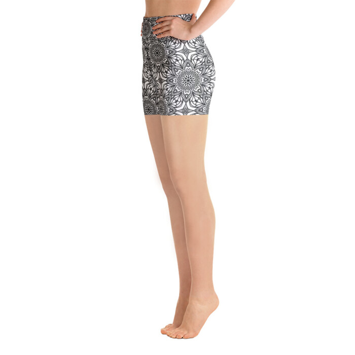 Black Mandala Yoga Shorts - Image 5