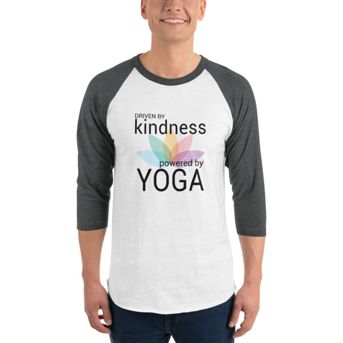 Driven by Kindness, Powered by Yoga, 3/4 sleeve raglan shirt - Image 3