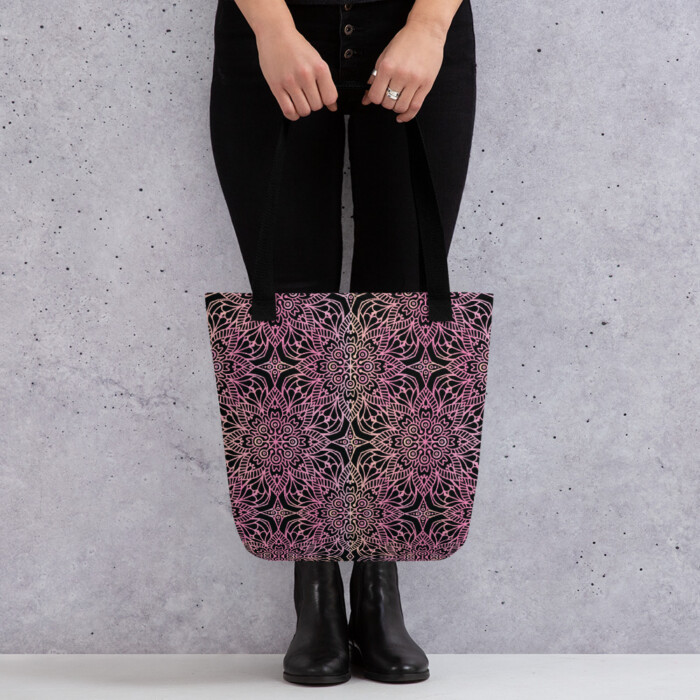 Liquid Crystal Mandala Tote bag (15"x15")